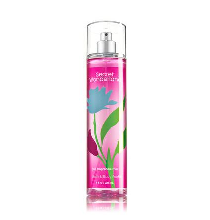 Bath & Body Works Secret Wonderland Fine Fragrance Mist 236 ml. สเปร์ยน้ำหอมที่ให้กลิ่นติดกายตลอดวัน กลิ่นนี้คล้ายน้ำหอมนะคะ มีกลิ่นของผลไม้ กลิ่นจะออกใสๆค่ะ ได้ฟิวส์คล้าย Sweet Pea คิดว่าสาวๆหลายคนที่ได้ลองกลิ่นนี้ คงตกหลุ่มรักกลิ่นนี้ได้