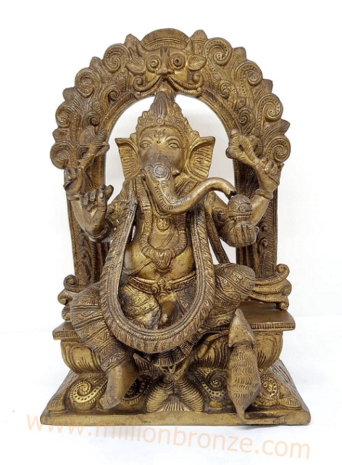 PI037 พระพิฆเนศวร เนื้อทองเหลือง Brass Ganesh 