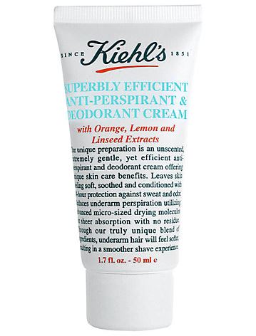 Kiehl's Superbly Efficient Anti-Perspirant & Deodorant Cream 50ml. ผลิตภัณฑ์ระงับกลิ่นกายสูตรอ่อนโยน เพื่อการดูแลใต้วงแขนโดยเฉพาะ ช่วยปรับสภาพผิวให้เรียบเนียน ด้วยส่วนผสมจากธรรมชาติอย่างส้ม เลมอน และสารสกัดจากเมล็ดป่าน ปราศจากกลิ่นเหง