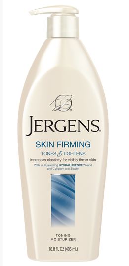 Jergens Skin Firming Toning Moisturiser 496 ml. โลชั่นบำรุงผิวกาย ดูแลผิวที่มีแนวโน้มของการเกิดปัญหาเซลลูไลท์ เพื่อผิวดูกระชับ สว่างใสทั่วเรือนร่าง มีส่วนผสมของคอลลาเจน และอีลาสติน ผสานเทคโนโลยี HYDRALUCENCE เพื่อผิวแลดูสว่างใสเปล่งประกาย