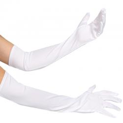 ++พร้อมส่ง++ถุงมือยาวสีขาว ใส่สบายนิ่ม สวย ยาว22 นิ้ว เลยข้อศอก