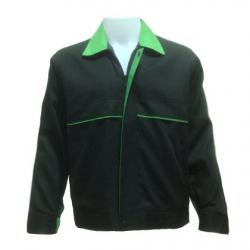 ขายส่งเสื้อแจ็คเก็ตสำเร็จรูป ผ้าคอมสีดำ+ปกสีเขียว  รับปัก logo เสื้อแจ็คเก็ตพร้อมส่ง 093-632-6441