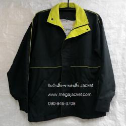 ขายส่ง เสื้อแจ๊คเก็ตตัดต่อแบบ A เสื้อแจ็คเก็ตสีดำปกสีเหลือง ผ้าคอม+รับปัก logo ขายส่ง Jacket โทร 093-632-6441