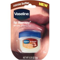 Vaseline Lip Therapy Cocoa Butter ขนาดพกพา 7 g. ลิปบำรุงรักษาริมฝีปากปกป้องผิวปากให้เรียบอิ่มเอิบ ปรนนิบัติผิวริมฝีปากด้วยปิโตรเลียมเจลลี่(ปิโตรทั่ม) และ โกโก้บัตเตอร์ เพิ่มความชุ่มชื่น คงสภาพผิวที่สมบูรณ์แบบให้ริมฝีปากคุณ ตลอดยาวนานทั้งวัน เห