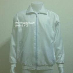 Jacket แจ็คเก็ตผ้าร่มสีขาว ขายส่งแจ็คเก็ตผ้าร่มราคาโรงงาน สกรีน logo 093-632-6441