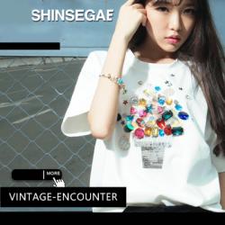 T-SHIRT  SHINSEGAE เสื้อยืดแขนสั้นผู้เหญิง เสื้อผ้าแฟชั่นผู้หญิง แฟชั่นเกาหลี ญี่ปุ่น สไตล์ Kawai อาราจูกุ สินค้าแบรนด์แท้จาก shop counter แฟชั่น 2NE1 Jeon Ji Hyun , You Who Came From the Stars