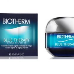 BIOTHERM Blue Therapy Cream 50 ml. ครีมบำรุงผิวหน้า สำหรับรับมือการสูญเสียความกระชับ ความหมองคล้ำ และริ้วรอย เสริมคุณค่าด้วยส่วนผสมลับของ Blue Therapy ที่สกัดจากสิ่งมีชีวิตใต้น้ำ นักชีววิทยาของไบโอเธิร์มสร้างสรรค์ผลิตภัณฑ์มหัศจรรย์สูตรใหม่ สำห