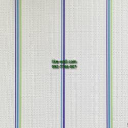 วอลเปเปอร์ติดผนัง ลายทางเส้นตรงเส้นขนาดเล็ก สีฟ้า-เขียว พื้นหลังสีขาว