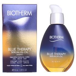 BIOTHERM Blue Therapy Serum-In-Oil Night 50 ml. ออยล์เซรั่ม บำรุงยามค่ำคืน ผสานด้วยน้ำมันล้ำค่าไว้ในสูตรเดียว ซึมเข้าฟื้นบำรุงได้อย่างรวดเร็ว เบาสบายไม่เหนอะหนะ เพียง 1 เดือน ช่วยลดเลือนริ้วรอย ปรับปรุงความยืดหยุ่น และเสริมความเปล่งปลั่งอย่างเ