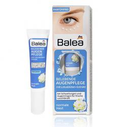 Balea Revitalizing Eye Care with Lotus Extract 15ml. ครีมบำรุงผิวรอบดวงตาช่วยฟื้นฟูผิวรอบดวงตา ลดอาการบวมของผิวและลดริ้วรอยหมองคล้ำรอบดวงตาให้แลดูสดใสขึ้น มีส่วนผสมหลักของสารสกัดจากดอกบัว ซึ่งไปอุดมด้วยสารต้านอนุมูลอิสระอันเป็นต้นเหตุแห่งริ้วร