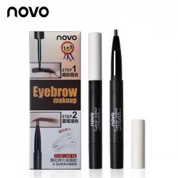 Novo 2step Eyebrow Makeup โนโว คิ้วสวยปังด้วย 2 ขั้นตอนมาพร้อมเจลลอกคิ้วและ ดินสอเขียนคิ้วในแท่งเดียว แถมฟรีบล๊อกคิ้ว 3 แบบในกล่อง