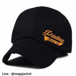 หมวกแก๊ป ผ้าพีช สีดำ พร้อมปัก Printing Meeting 59 สั่วทำหมวกปัก รับทำหมวกพรีเมียม รับทำหมวกปัก  โทร 093-632-6441