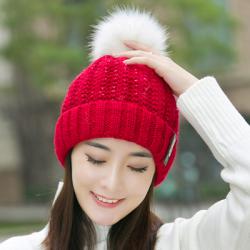 (พร้อมส่งสีแดง) หมวกไหมพรมกันหนาว หมวกแฟชั่นกันหนาว อุปกรณ์กันหนาว