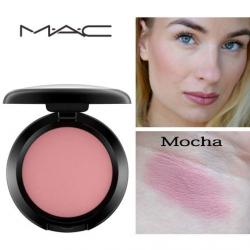 MAC Powder Blush 6 g. สี Mocha บรัชออนเนื้อแมทสีชมพูหม่นๆ สีสวยเป็นธรรมชาติมากๆ สีนี้เป็น Everyday look ได้เลยคะเพิ่มสีสันให้ใบหน้าดูสุกปลั่งสดใส ดูสุขภาพดี ด้วยเนื้อบลัชติดทนนานจึงทำให้พวงแก้มดูสวยใสตลอดทั้งวัน  ด้วยเนื้อฝุ่นทีเนียนละมุนดุจแพ