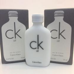 Calvin Klein CK All EDT ขนาดทดลอง 15 ml. น้ำหอม ck all ในรูปแบบ EDT น้ำหอมรุ่นล่าสุดในตระกูลน้ำหอม unisex ที่สามารถใช้ได้ทั้งผู้ชายและผู้หญิง ให้กลิ่นในสไตล์ซิตรัสวู้ดดี้ เพื่อสื่อถึงความเป็นตัวตนของผู้ใช้ ให้กลิ่นหอมอันสดชื่น เหมาะสำหรับทุกคน