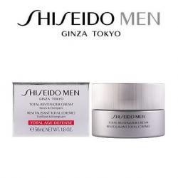 Shiseido Men Total Revitalizer Cream Total Age Defense 50 ml. ครีมบำรุงผิวหน้า สูตรสำหรับผู้ชายโดยเฉพาะ ช่วยฟื้นบำรุงผิวให้แลดู มีสุขภาพดี ชุ่มชื้น, ลดเลือนความหมองคล้ำ เส้นริ้ว และสัญญาณการเกิดริ้วรอยแห่งวัย  เพิ่มพลังผิวตามธรรมชาติ และฟื้นบำร