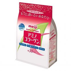 Meiji Amino Collagen Refill แบบถุงเติม รีฟิล 214 กรัม / ทานได้ 30 วัน เมจิ อะมิโนคอลาเจน คอลลาเจนผงขายดีในประเทศญี่ปุ่น ช่วยให้ผิวพรรณเต่งตึงเรียบเนียน ลดริ้วรอย ผิวขาวใส