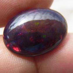 9.70 กะรัต Black Opal คัดสวยประกายเกล็ดเด่น 5 สี เนื้อพลอยในสีเขียวและแดงใส