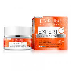 Eveline Cosmetics Expert C Youth Activator Anti Wrinkle Cream Serum 40+ ขนาด 50 ml. ครีมเซรั่มสูตรเข้มข้น ผสมไวท์เทนนิ่งต่อต้านริ้วรอยผสมวิตามินซี และสารต้านอนุมูลอิสระ เหมาะสำหรับผิวอายุ 40 ปีขึ้นไป สำหรับผู้ที่มีปัญหาผิวคล้ำเสีย มีจุดด่างดำ 