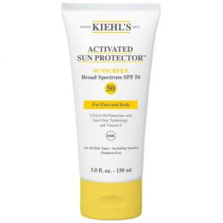 Kiehl's Activated Sun Protector Sunscreen For Face and Body SPF 50 ขนาด 150ml. ครีมกันแดดสำหรับผิวหน้าและผิวกาย เนื้อบางเบา SPF 50 ปกป้องผิวจากอันตรายจากรังสี UVB ได้ถึง 98% ใช้เทคโนโลยี Sun-filter เพิ่มการปกป้องให้ยาวนาน สูตรกันน้ำ ผสานแ
