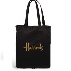 Harrods ถุงผ้า รุ่น  Black Logo Zipped Pocket Bag(สีดำ)***พร้อมส่ง