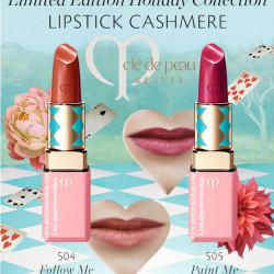 **พร้อมส่ง**Cle De Peau Beaute Lipstick Cashmere Holiday Collection Limited Edition 2018 ลิปสติกเนื้อแม็ตสูตรอุดมเม็ดสีเข้มข้นเด่นชัด ประกายสว่างเรืองรอง เงางามสดใส ไม่มันวาว ด้วยแรงบันดาลใจจากผ้าแคชเมียร์ ซึ่งมอบสัมผัสนุ่มนวล บางเบาราวไร้น้ำหนัก และต้องแ