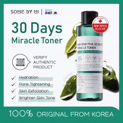 *พร้อมส่ง*SOME BY MI AHA BHA PHA 30 Days Miracle Toner 150 ml. โทนเนอร์รักษาสิว 30วัน แบรนด์เกาหลี ทำความสะอาดผิวหน้า สำหรับผู้ที่เป็นสิว ผิวมัน รูขุมขนกว้างโดยเฉพาะ ด้วยส่วนผสมจากสารสกัดทีทรี 10,000 PPM ช่วยลดสิว กระชับรูขุมขน ฟื้นฟูผิวให้ดูกระจ่างใสขึ้น