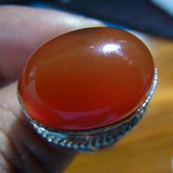 แหวนชุบเงิน แก้วสุริยประภาสีส้มแดง เบอร์ 57