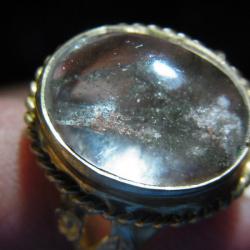 แหวนทองเหลือง แก้วโป่งข่ามนำโชค ปวก 3 สี และขนเหล็ก แหวนเบอร์ 58 ครึ่ง