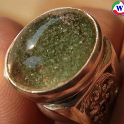 แหวนเงินชายแท้ เบอร์ 62 แก้วโป่งข่ามชนิดแก้วปวกเขียวประกายเพชร