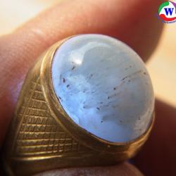 แหวนทองเหลือง เบอร์ 62 ครึ่ง แก้วโป่งข่ามชนิดแก้วฟ้าแรฝนจากเมืองเถิน ลำปาง