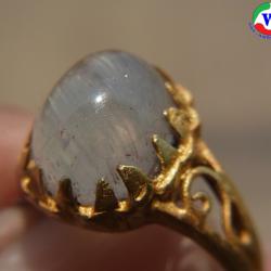 แหวนทองเหลืองหญิง  แก้วโป่งข่ามนำโชค เบอร์ 54 แก้วฟ้าแรฝน ของดีเมืองเถิน