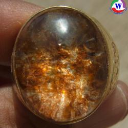 แหวนชายทองยูโร เบอร์ 61 ครึ่ง แก้วโป่งข่ามนำโชค ชนิดแก้วมังคละจุฒามณีรูปไก่พญาพญาหงษ์สีทองเข้มวาว