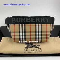 Burberry Vintage Check nylon and leather belt bag Hiend งานหนังแท้ งานสวยเหมือนแท้