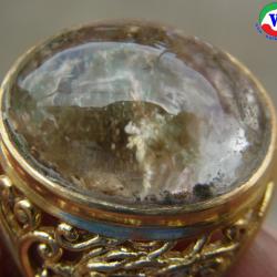 แหวนทองเหลืองชาย เบอร์ 65  แก้วโป่งข่ามนำโชคชนิดแก้วปวกสหชาด 7 สี หายาก