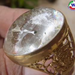 แหวนทองเหลืองชาย 13.88 กรัม เบอร์ 61 แก้วโป่งข่ามนำโชคชนิดแก้วกาบรุ้งสักรชาติ ปวกเขียวลอย
