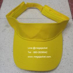 หมวกไวเซอร์ หมวกเปิดหัว หมวก Golf / ผ้าพีช / สีเหลือง ขายส่งหมวก หมวกรับ logo ด่วนๆ 093-632-6441