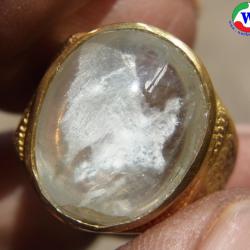 แหวนทองเหลืองชาย เบอร์ 63 แก้วโป่งข่ามนำโชค รูปลักษณ์อินทรีย์สีขาว
