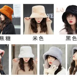 (พร้อมส่งสีเทา) หมวกแฟชั่นผู้หญิง หมวกกันหนาว หมวกขนเฟอร์แฟชั่น