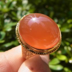 แหวนแก้ววิทรูย์สุริยะประภาสีส้มแดง เบอร์ 59 ครึ่ง ตัวเรือนทองเหลือง