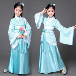 7C22 ชุดเด็กหญิง จีนโบราณ ชุดจอมยุทธ ฮั่นฝู ฟ้าคาดขาว Hanfu Chinese