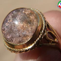 แหวนทองเหลืองหญิง เบอร์ 52 แก้วโป่งข่าม แก้วปวก 4 สี เงินทองนาคดำ