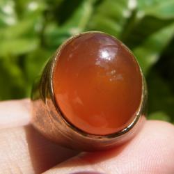 แหวนแก้ววิทรูย์สุริยะประภาสีส้ม เบอร์ 62  ตัวเรือนยูโร(ทองเหลืองผสมทองคำแท้)