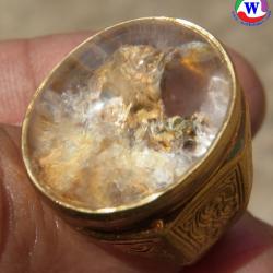 แหวนทองเหลืองชาย เบอร์ 62 แก้วโป่งข่ามนำโชค ชนิดแก้วเข้าแร่สีทอง สีเงิน กาบรุ้ง