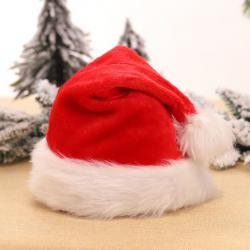 ++พร้อมส่ง++หมวกซานต้าขนปุกปุย หมวกซานต้าสีแดงอย่างดี ผ้ากำมะหยี่นุ่มมากๆ ขนปุกปุย