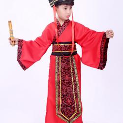 7C118 ชุดเด็กชาย จีนโบราณ ชุดจอมยุทธ์ ฮั่นฝู แดง ผ้าแถบห้อยแดง Hanfu Red RedFrontBar