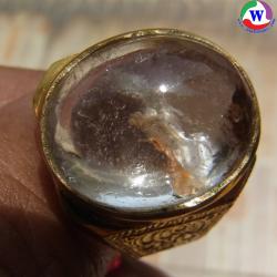 แหวนทองเหลืองชาย หนักรวม 8.71 กรัม เบอร์ 62 แก้วโป่งข่ามนำโชคชนิดแก้วพิรุณสีเงินสีทอง