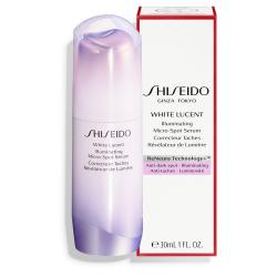 Shiseido White Lucent Illuminating Micro-Spot Serum 30 ml. เซรั่มไวท์เทนนิ่ง สูตรใหม่แลดูผิวกระจ่างใสขึ้น1.5 เท่า ช่วยชะลอริ้วรอย ลดเลือนจุดด่างดำลดความหมองคล้ำ ฟื้นฟูให้ผิวกระจ่างใส เรียบเนียนเปล่งปลั่งให้ความชุ่มชื้นตลอด 24 ชั่วโมง
