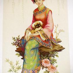 สาวจีนในสวน (ไม่พิมพ์ลาย)