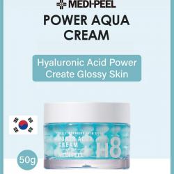 MEDI-PEEL Daily Intensive Skincare Power Aqua Cream 50 g. ครีมให้ความชุ่มชื้นมอบความชุ่มชื้นอย่างเข้มข้นให้กับผิวและช่วยให้ผิวสดชื่นคุณสมบัติ 56 แคปซูล กรดไฮยาลูโรนิกที่ให้ความชุ่มชื่นแก่ผิวและช่วยเพิ่มความยืดหยุ่นของผิวประกอบด้วยแอสตาแซนธินที่อุดมด้วยสาร